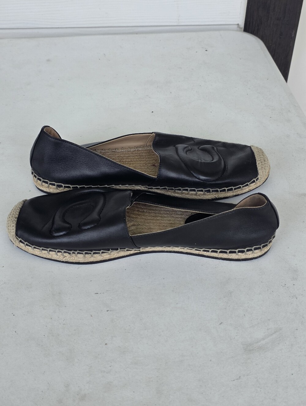 Coach Black Leather C Logo Espadrille Flats Loafers Shoes Size 9.5 Casual - Picture 7 of 10